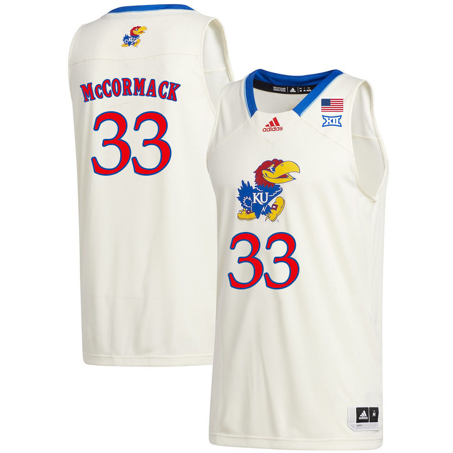 Men #33 David McCormack Kansas Jayhawks College Basketball Jerseys Sale-Cream